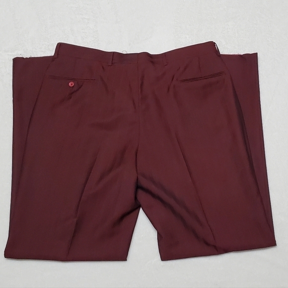 PALLINI Deep Red Satin Striped Three-Piece Suit Jacket Vest Pants Regular Fit - Picture 14 of 16